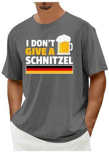 Herren Sommer Casual Oktoberfest Print Hemd Bluse Kurzarm Rundhals T-Shirt Retro Armband Oktoberfest Kleidung Herren Oktoberfest Party Shirt German Beer Festival Shirt (C-Grey, M)
