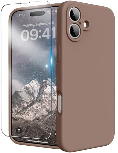 INGIDO for iPhone 16 Case, Liquid Silicone Case with Camera Protection Soft Gel Rubber Cover with Microfiber Lining Shockproof Protective Phone Case for iPhone 16 6.1 (Light Brown)