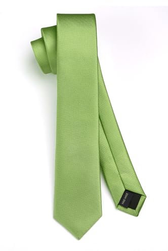HISDERN Salbeigrüne Krawatte schmale Krawatten für Herren solide klassische für Hochzeit Party Business (6 cm)