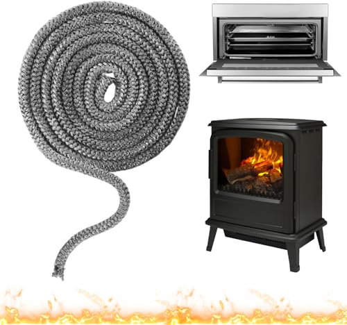 Junta Cristal Chimenea Junta para Chimenea 10mm x 2.5m Junta Chimenea de Leña Junta Puerta Chimenea Cordon Chimenea Cuerda Fibra de Vidrio Junta Refractaria para Chimeneas y Estufa (Φ 10mm x 2.5m)