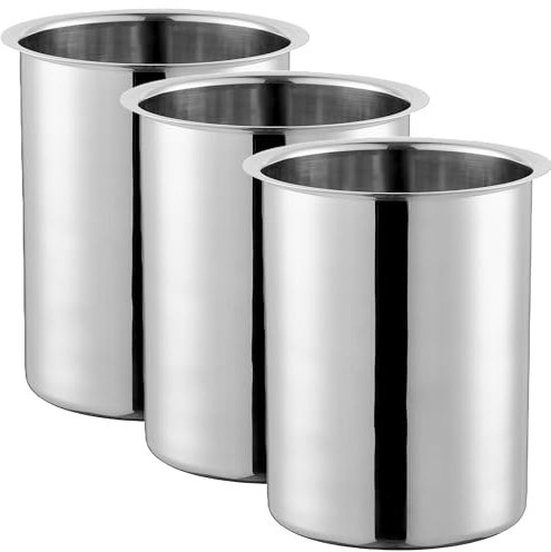 Bain Marie Topf aus Edelstahl, 2 l, 16,5 x 11,4 cm, robuster Topf für warme und kalte Speisen, Saucen, Suppen oder Küchenutensilien, 3 Stück, 3 Stück
