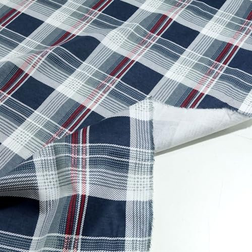 TOLKO 50cm Baumwollstoff Meterware | karierter Flanell Winter Stoff Schottenkaro | Bekleidung Holzfällerhemd Schlafanzug Vorhang | Weich warm angeraut 150cm breit zum Nähen Dekorieren (Blau Weiß)