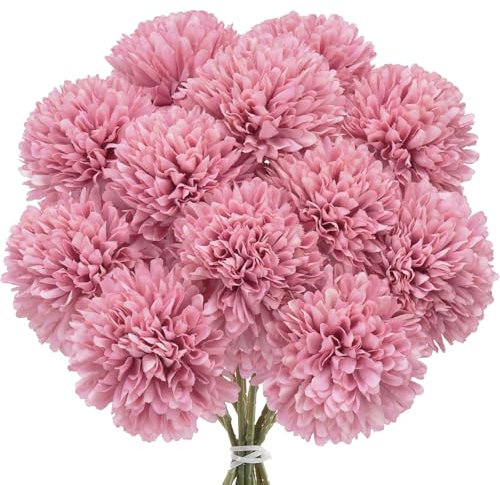 Minnhua 12 Piezas Hortensia Artificial, Seda Flores Artificiales Decoracion, Flores Preservadas, Flores Secas Decoracion para Decoración de Fiestas en el Jardín del Hogar Decoracion Hogar (Rosa)