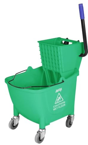 Jantex 30L Mop Bucket with Foot Pedal Release Polypropylene, Green, 30 L | Heavy-duty commercial build prevents user contamination and enhances hygiene control during professional floor cleaning.