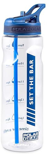 Polar Gear 750ml Tracker Water Bottle With Straw - BPA-Free Reusable Water Bottle With Time Markings – Running Water Bottle Perfect for Gym, Cycling & Work