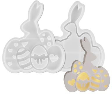 Juego de moldes de silicona para hacer huevos de Pascua y siluetas de conejos