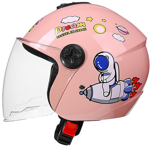 Kinder-Motorradhelm Jethelm Für Jungen Und Mädchen Im Alter Von 3–12 Jahren, Halbhelme Sturzhelm ECE 22.06 Zertifiziert, Kinder-Rollerhelm F,50-57cm
