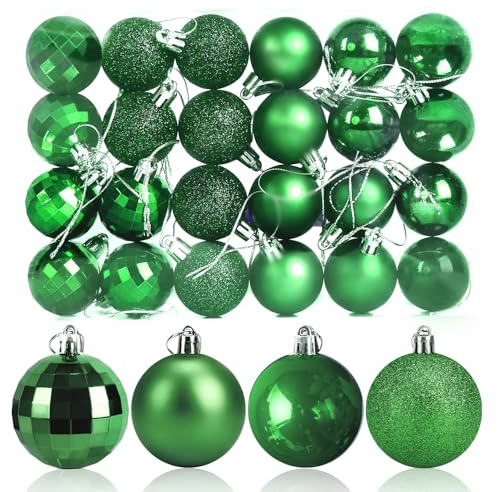 24 Stück Weihnachtskugeln 4cm Weihnachtsbaum Grün, Christbaumkugeln Kunststoff Bruchsicher Bruchsicher Weihnachtsbaumkugeln Christbaumschmuck