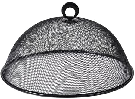 Food Covers Food Plate Covers Dustproof Stainless Steel Plates Bowls Dishes Cover Food Protection Mesh Net for Picnics Barbecue camping (black-40cm)