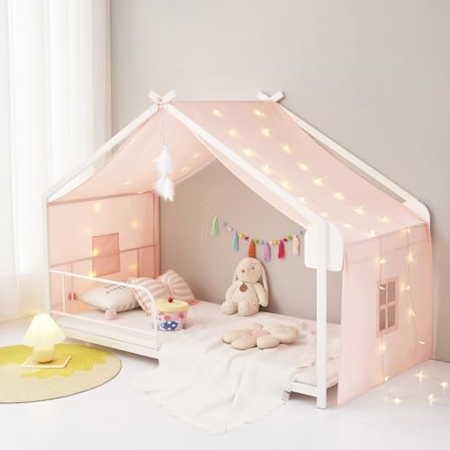 ZIQINPSQ Tenda a baldacchino per letto a baldacchino per bambine e ragazzi, decorazione per letto singolo e matrimoniale, colore: rosa