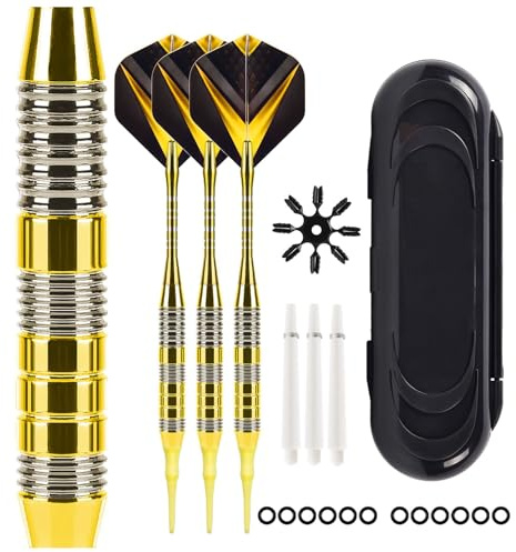 Lonwiner 3 Stück Dartpfeile mit Kunststoffspitze 21 Gramm, Pfeile für Bogenschießen Profi Dartpfeile Softdart Extra Schafts Flights Dartspitzen Anti-Lose Gummiringe