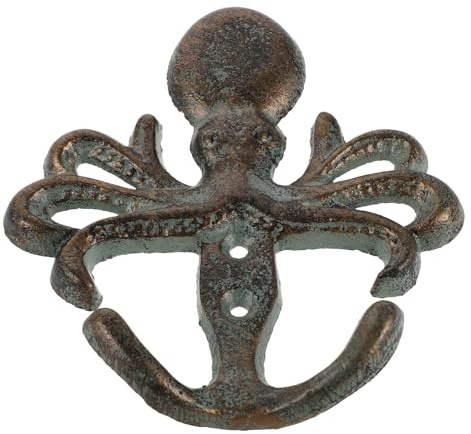 Housoutil Rustikaler Wandhaken aus Metall mit Oktopusmotiv Vielseitig Wandmontiert für Balkon und Küche im Maritimen Stil Dekorative Oktopus Wandskulptur
