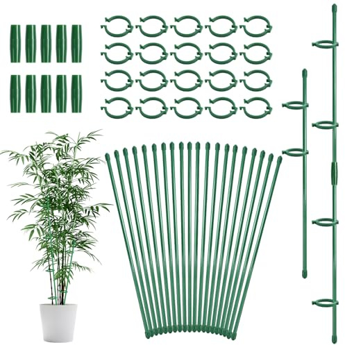 Tutore per Piante 20 Pezzi Sostegno per Piante con 20 Moschettoni 10 Collegamento Tubis Plant Stand Bastone per Piantes Rampicanti Sostegni per Pomodori Orchidee