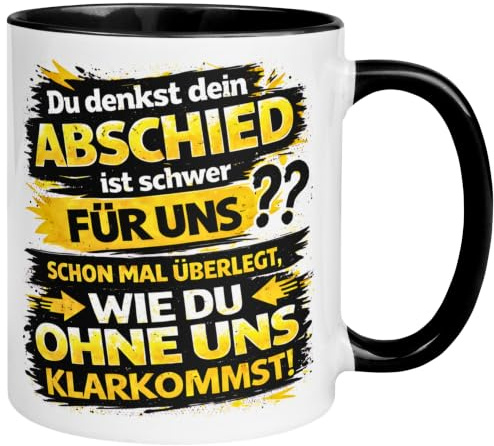 Bester Chef Abschied Geschenk | Du denkst dein Abschied ist schwer für uns | Tasse von Hand bedruckt im Familienbetrieb aus Deutschland