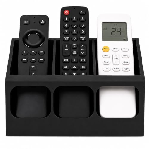 Organizador de Controles Remotos para Parede com 3 Compartimentos | Suporte Autoadesivo para Controles Remotos | Organizador de Parede para Sala, Quarto e Escritório | Impressão 3D Resistente