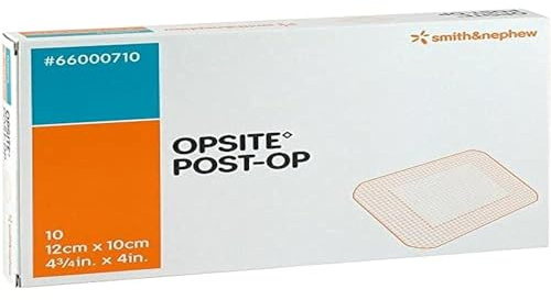 Smith & Nephew SJ66000710 Opsite Post-Op Dressing with Pad, 10cm x 12cm, Pack of 10