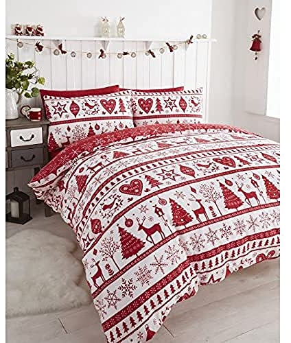 De Cama Noel Reversible Duvet Cover Set, Red, Double