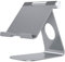 OMOTON Support Tablette, Dock Réglable pour iPad Pro 2022, iPad Pro 11, 12.9, iPad Air 3 4 5, iPad Mini 4 5 6, Samsung Tab, Switch, Tablettes jusqu'à 12.9 Pouces, Support iPad Aluminium, Gris