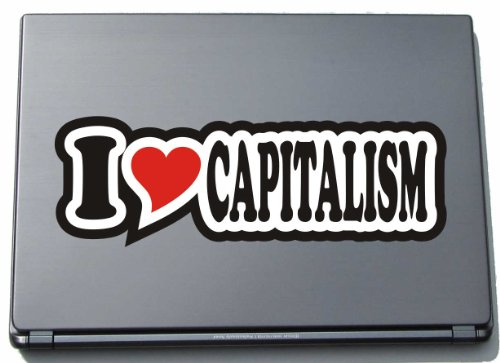 INDIGOS UG Laptop Aufkleber I Love Capitalism 297 mm - Notebook Aufkleberskin - Dekoration für Laptopdeckel - für Studenten, Büro, Schule, Uni