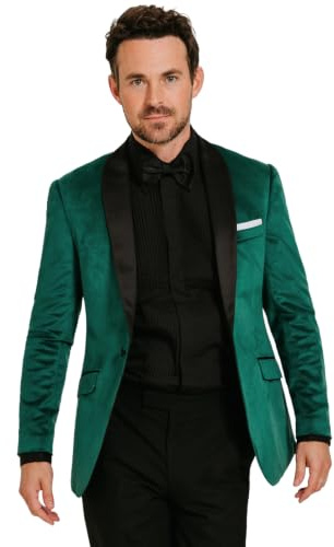 Dobell Mens Dark Green Velvet Jacket Slim Fit Contrast Satin Shawl Lapel-46R