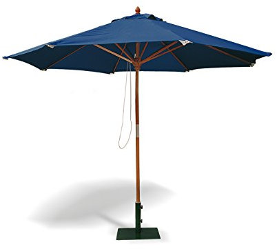 Jati Umbra 3m Wooden Garden Parasol with Cover (Blue) - Octagonal | Double-Pulley | 2-Part Pole