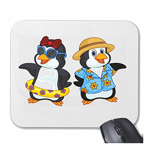 Mousepad (Mauspad) Zwei VERLIEBTE Pinguine IM Urlaub MIT Hawaii Hemd UND SCHWIMMRING Pinguine Vogel SEEVOGEL SEEVÖGEL PINGUINARTEN für ihren Laptop, Notebook oder Internet PC