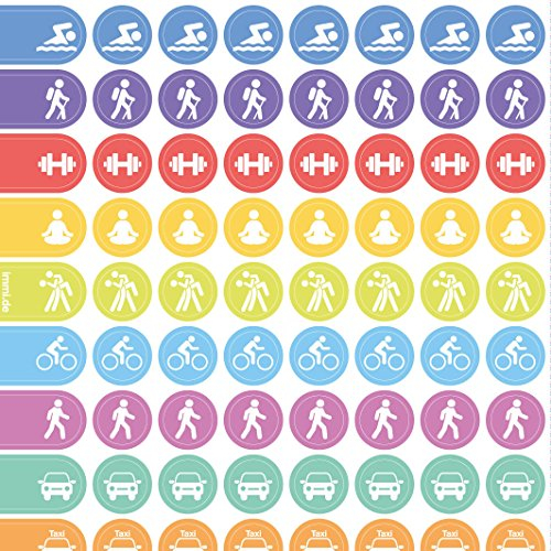 immi Wochenplaner-Sticker 288 St. Organizer-Aufkleber 9mm, Sport u. Transport