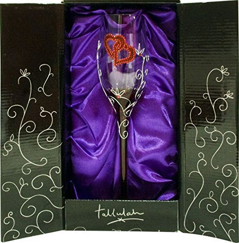 Framan Verre creux (Champagne) pour cadeau original de Saint-Valentin et amoureux, avec deux cœurs rouges gravés