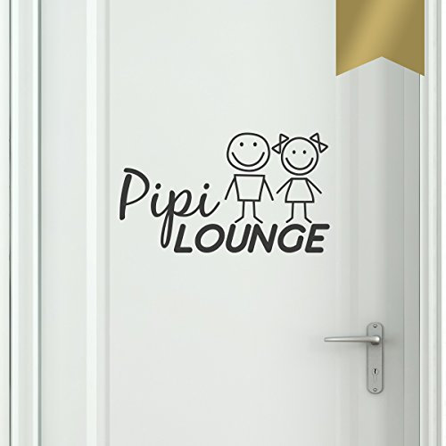 WANDKINGS Wandtattoo - PIPI LOUNGE mit Frau & Mann im Smiley-Style - 100 x 56 cm - Gold - Wähle aus 5 Größen & 35 Farben