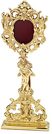 NKlaus reliquiario ostensorio casa altare ottone Luna apertura posteriore color oro lucido 7622