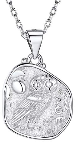ChicSilver Platin Athena mit Eule Halsette aus 925er Sterling Silber Halskette mit Athena und Eule für Damen und Herren