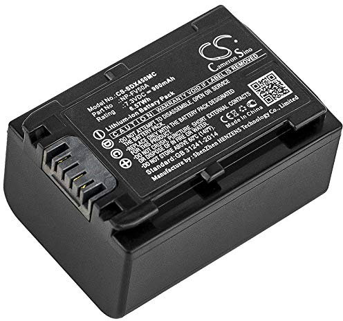 TECHTEK Battery 900mAh compatible with [Sony] FDR-AX33, FDR-AX40, FDR-AX45, FDR-AX53, FDR-AX60, FDR-AX700, FDR-AXP33, HDR-CX450, HDR-CX625, HDR-CX680, HDR-PJ620, HDR-PJ675, NEX-VG30 replaces NP-FV50A
