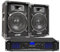 Pack de Sonido con 2 Altavoces MAX MAX8 400W, Amplificador Fenton FPL500 Clase D con Bluetooth y Reproductor MP3 USB/SD, Frontal Iluminado con Leds Azules, Ideal para pequeñas Fiestas en casa