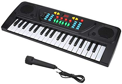Wakects Tastiera Elettronica 37 Tasti, Pianola Elettronica Multifunzione con Microfono, Pianoforte per Bambini, Tastiera Pianoforte per Principianti Ragazzi Ragazze, Nero