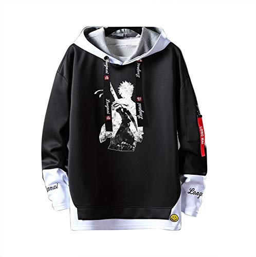 keephen Bleach Hoodie Animation Manga Print Pullover Sweatshirt Gefälschte Zweiteilige Nähte Sweatshirts für Männer Frauen