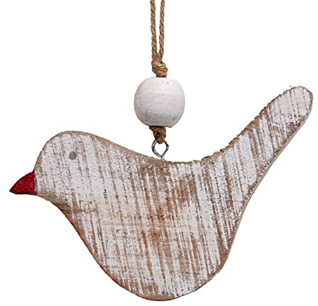 Antikas - Holzfigur, Taube, Klein, Weiß, Tiere, Tierfiguren, Hängend