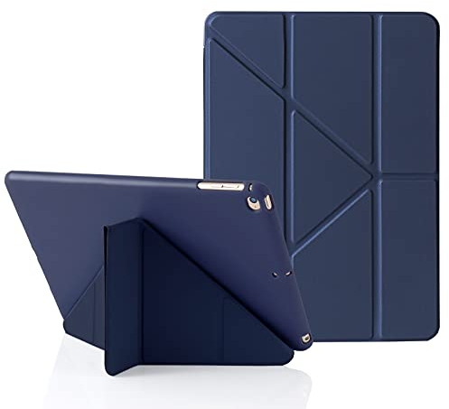 MuyDoux Funda Origami para iPad 9,7 Pulgadas 6ª/5ª Generación (2018/2017), y Compatible con iPad Air 1 (2013) / iPad Air 2 (2014), 5 en 1 Múltiples Ángulos de Visión, Auto Sueño/Estela, Azul Oscuro