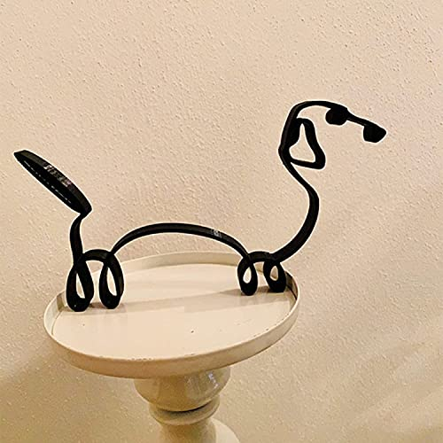 YIWOYI Hund Abstrakt Linie Minimalistische Kunst Skulptur Modern Minimalistische Kunst Kreative Ornamente für Zuhause Wohnzimmer Wanddekoration (Dackel)