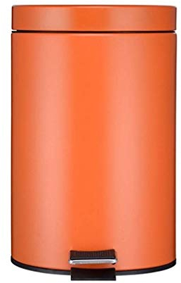 QYRKYP Einfarbiger Mülleimer, Multifunktions Wohnzimmer Küche Runder Mülleimer Kreative Treteimer Schlafzimmer Silent Mülleimer Indoor/Outdoor Mülleimer,Orange,12L