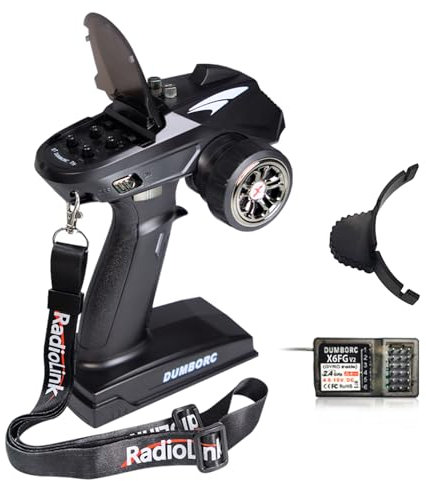 DUMBORC X6 2,4 GHz 6 canaux RC émetteur radio et récepteur X6FG (Bulit in Gyro) avec sangle de cou pour véhicule RC, voiture, bateau, réservoir, modèle, pièces de télécommande