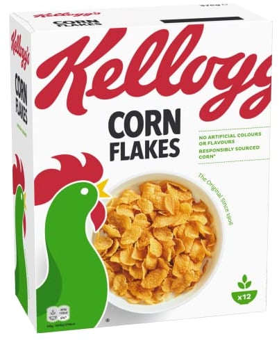 Kellogg's Corn Flakes (1 x 375 g) – knusprige Frühstückscerealien aus sonnenverwöhntem Mais – der Klassiker ohne künstliche Farb- und Aromastoffe