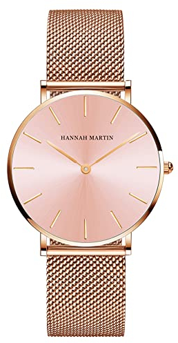 HANNAH MARTIN Damen Uhren Analog Quarz Edelstahl Wasserdicht Mesh Ultradünne