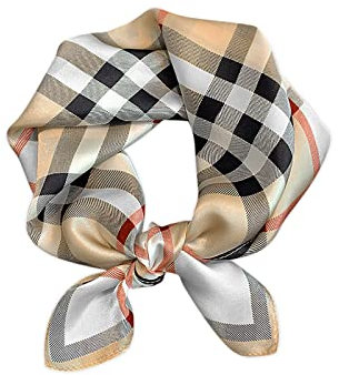 LumiSyne Seidenschal Damen Quadratischer Schal Klassische Hahnentritt Kariert Retro Pferd Gedruckte Weich Satin Kleines Vierecktuch Dekoration Halstuch Multifunktionales Bandana Kopfschmuck Haarband