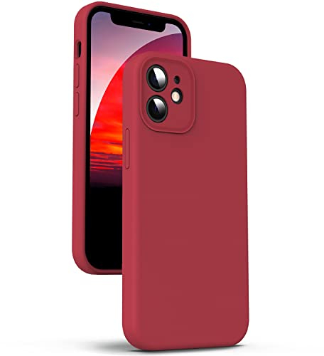Supdeal Liquid Silicone Case for iPhone 12 Mini, [Camera Protection] [Anti Fingerprint] [Wireless Charging] 4 Layer Phone Case Protective Cover, Built-in Microfiber Case Cover, 5.4, Red
