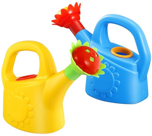 Toyvian 2pcs Watering Can for Kids, Garden Plant Watering Can Novelty Sprinkler Beach Sand Toys Educational Toy for Boys Girls (Random Color)