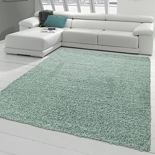 Teppich-Traum Flauschiger Shaggy Wohnzimmer Teppich | pflegeleicht & strapazierfähig | in Petrol/grün, Größe 140x200 cm