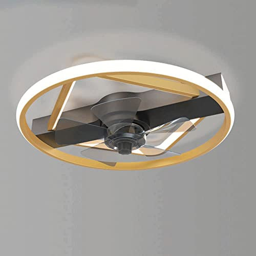 Lámpara de techo con ventilador de techo nórdico, luz de techo con montaje empotrado LED, lámpara de araña de techo regulable sin escalones, luz de ventilador de techo con 6 velocidades de ventilador,