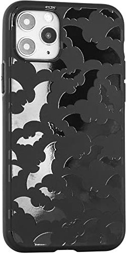 Cavka Matte Black Case Compatible with - iPhone 11 Pro Max - 6.5 inch Protective TPU Rubber Cover Cute Bats Spooky Classy Bumper Non-Slip Lightweight Shockproof Goth Halloween Animal Cool Silicone