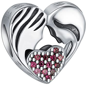 Yinsen Mutter und Tochter Charm Bead für Armband 925 Sterling Silber Liebe Herz Mum Charms Anhänger für Armband,kompatibel mit europäischen Armbändern und Halskette für Frauen Mädchen