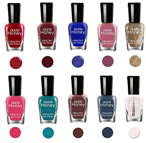 TEEROVA Nail Polish Set - Non-Toxic, Easy Peel Off & Quick Dry, Natural Odor Free Formula, Water Based Nail Polish Gift Set (F, 8MLX10)